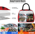 douyadady Lunch Bag Women/Men Lunch Box Women/Men (Red+Black Blocks)
