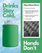 PartyPrints 25 Pack Kelly Green Blank Can Cooler Sleeves, Customizable Bulk Insulated Foam for Beer, Collapsible Plain Drink Holder, Cold Soda Insulator, 12oz Regular, 16oz Tall Cans
