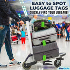 BlueCosto - Luggage Tags - Large, Green, 25 PK - Bulk PVC Suitcase Tags w/Privacy Cover & Stainless Steel Wire Loops - Multipack Personalized Baggage Identifiers for Travel - Backpack Name Labels