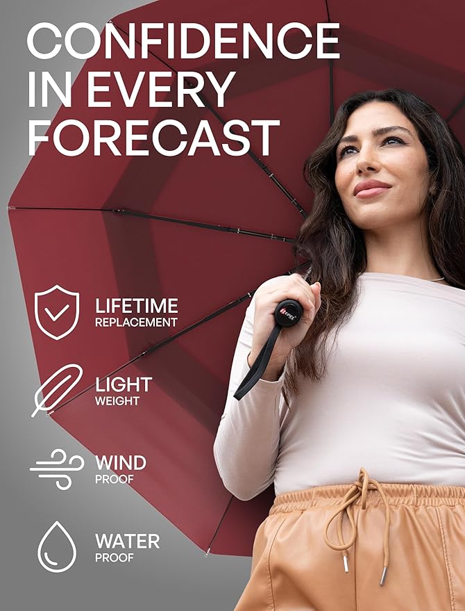 Repel Windproof Travel Umbrella - Compact & Withstands Winds up to 100MPH , Strongest Premium Auto Folding Umbrella for Rain and Sun - Durable, Light & Portable for Women & Men , Fits Backpack & Cars