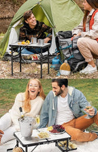 Titanker Small Camping Table Foldable 2ft, Folding Picnic Table with Side Racks & Net, Folding Camp Table Portable Beach Table, Car Camping Essentials, Sturdy Light Aluminum, Gift for Father Husband
