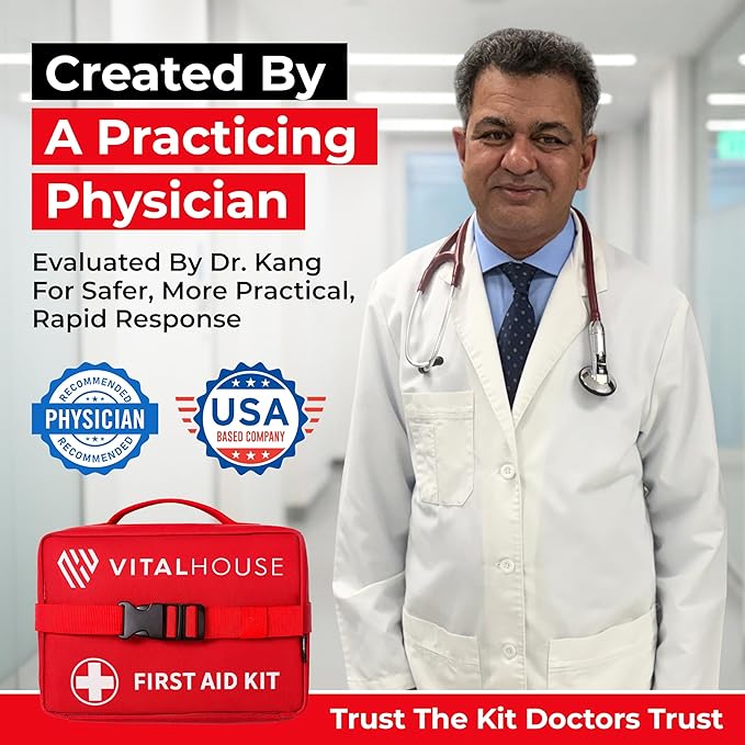 First Aid Kit 346 Piece with Tourniquet | Vital House Physician-Designed Emergency & Trauma Supplies for Home, Car, Travel, Camping & Hiking