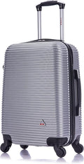InUSA ROYAL Hardside Luggage with Ergonomic Handles | Spacious Travel Suitcase with Four Spinner Wheels and Studs | 20 Inch Hardside Carry-On Spinner Luggage | Silver