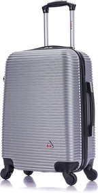 InUSA ROYAL Hardside Luggage with Ergonomic Handles | Spacious Travel Suitcase with Four Spinner Wheels and Studs | 20 Inch Hardside Carry-On Spinner Luggage | Silver