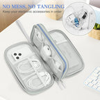FYY Electronic Organizer, Travel Cable Organizer Bag Pouch Electronic Accessories Carry Case Portable Waterproof Double Layers All-in-One Storage Bag for Cable, Cord, Charger, Phone, Pattern Blue (M)