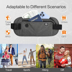 TRAVELSAFE Slim RFID Blocking Money Belt for Travel - Anti-Theft Hidden Passport Holder Waist Wallet with Secure Pouch for Cash, Credit Cards & Phone Safe (B-Dark Grey)