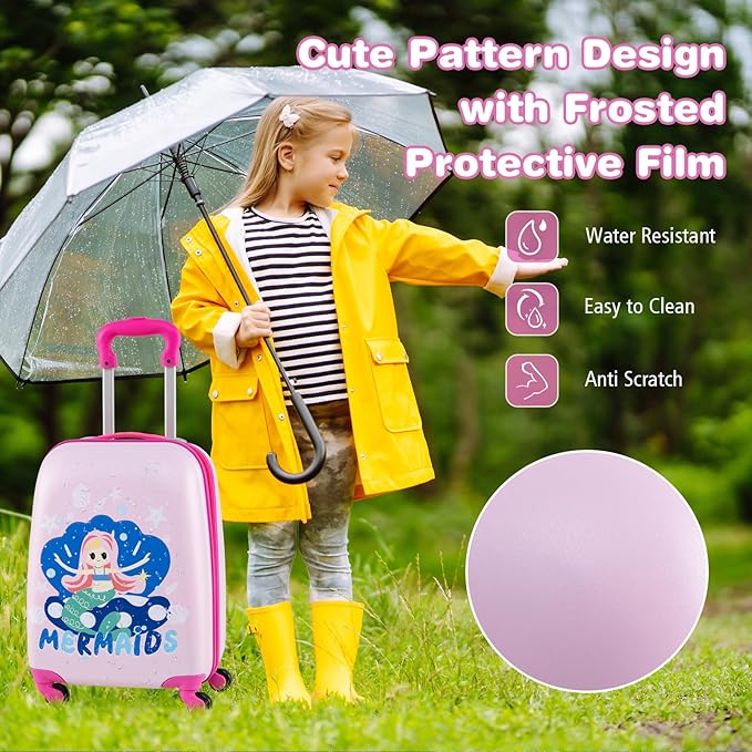 Goplus 2PC Kids Luggage, 12" & 16" Kids Carry On Luggage Set with 4 Spinner Wheels, Lightweight Rolling Spinner Suitcase for Children Toddlers Boys and Girls Travel