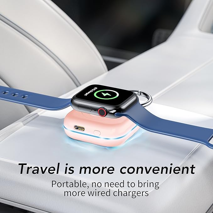 HUOTO Portable Wireless Charger for Apple Watch Accessories,for Apple Watch Series 11/10/9/8/UItra 2/UItra/7/6/5/4/3/2/SE,Compact Magnetic iWatch Charger 1200mAh Power Bank Keychain Travel Style Gift