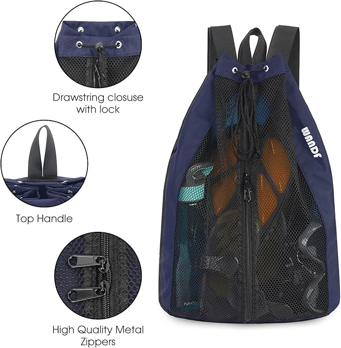 WANDF Swim Bag Mesh Drawstring Backpack Beach Backpack for Swimming, Gym, and Workout Gear