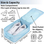 tianzong Travel Shoe Bag with Handle Holds 2 Pairs of Shoes, Shoe Packing Cubes for Travel (Blue, 2 Pack)
