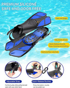 Ubekezele Snorkeling Gear for Adults Men Women,4 in 1 Snorkel Set with Panoramic View Diving Mask Anti-Fog Anti-Leak,Dry Top Snorkel,Fins and Travel Bag for Swimming,Snorkeling and Travel Diving