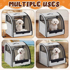 1 Pack Enclosed Dog Car Seat Carrier for Small Medium Dogs Cats 19.5 x 19 x 20 in Soft Sided Pet Travel Crate Kennel for Back Seat Breathable Mesh Windows, Foldable Kennel with Pad and Pocket