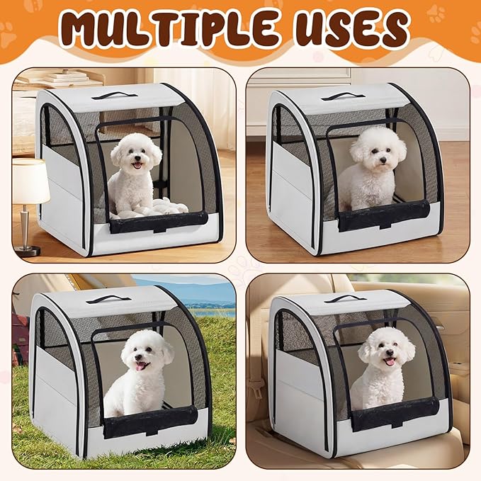 1 Pack Enclosed Dog Car Seat Carrier for Small Medium Dogs Cats 19.5 x 19 x 20 in Soft Sided Pet Travel Crate Kennel for Back Seat Breathable Mesh Windows, Foldable Kennel with Pad and Pocket