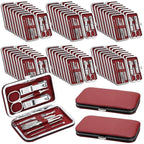 Geosar 50 Set 8 in 1 Travel Manicure Kit Bulk Professional Nail Clippers Pedicure Nail Care Tools Grooming Stainless Steel Set with Portable Travel Case, Gift for Valentine Men Women(Red)