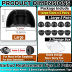 Memory Foam Earbud Tips，Replacement Earbud Tips Ear Bud Replacement Tip Memory Foam Ear Tips IEM Ear Tips Earbud Replacement Tips for 4.0mm Connect Hole Most in-Ear Headphones (L Total 5 Pairs)