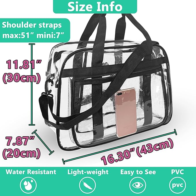 Large Clear Beach Bag with Shoe Compartment, Clear Duffle Heavy Duty Bag Gym Tote Travel Bag for Women Men