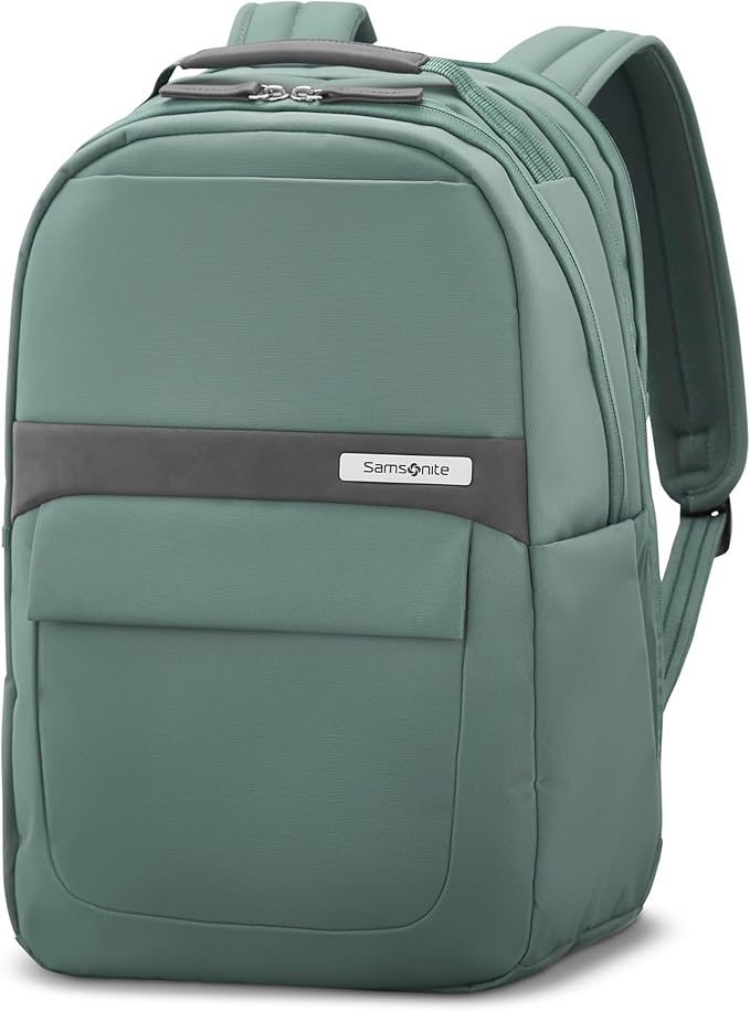 Samsonite Elevation Plus Backpack - Recyclex® RPET Body Fabric With Quick-Access Stash Pocket - Expands 1.5inches - AirTag™ Holder - Laptop Pouch - Cypress Green
