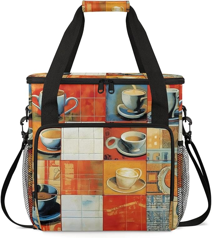 Coffee Maker Travel Bag Compatible with Keurig K-Mini or K-Mini Plus, Single Serve Coffee Brewer Carrying Case with Multiple Pockets for K-Cup Pods, Storage Bag With Shoulder Strap(Bag Only)