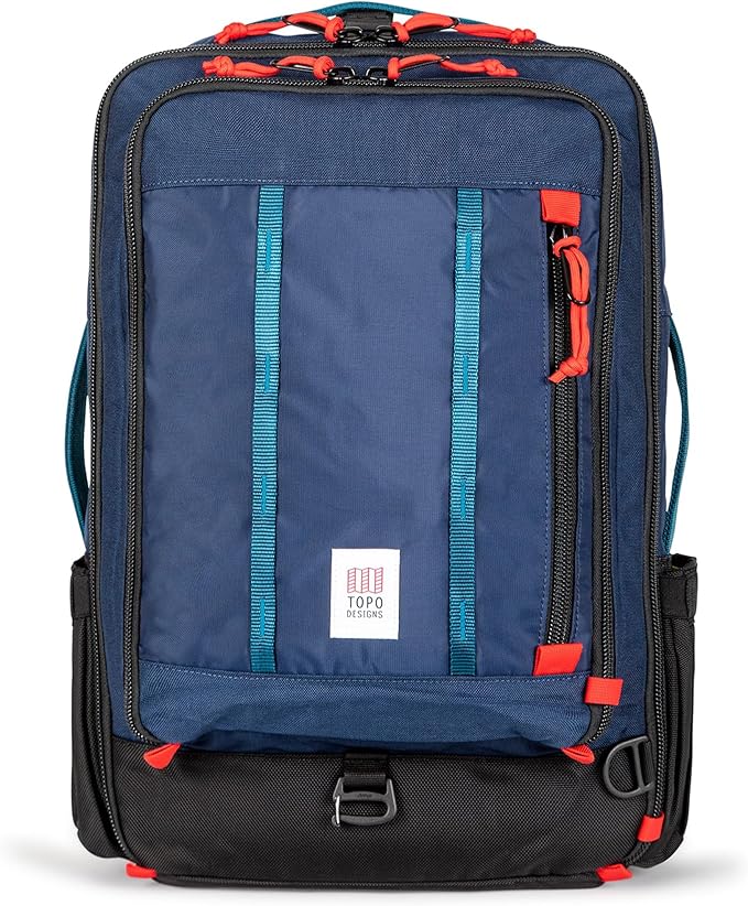 Topo Designs Global Travel Bag – 30L or 40L - Carry-On Compliant Most Airlines, Durable Travel Duffel Bag, Clam Shell Main Pocket, Laptop Sleeve, Backpack, Luggage (30L / Navy)
