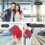 2 Pack Passport Holder For Women Kids, RFID Blocking Passport Wallet Red&Light purple