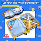 GYMAX 2Pc Kid Carry On Luggage Set, 12" & 18" Kids Suitcase with 4 Spinner Wheels, Travel Rolling Trolley
