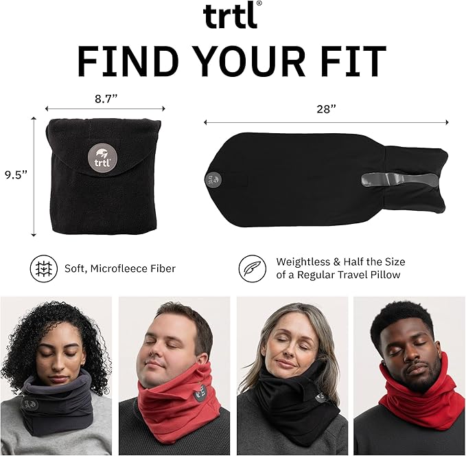 trtl Pillow - Scientifically Proven, Super Soft Neck Support Travel Pillow for Airplanes - Lightweight and Machine Washable - Ergonomic Design for Traveling on Flights, Cars, and Trains - Red