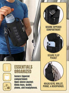 Magnetic Gym Bag for Women Men, Neoprene Water Bottle Carrier Bag with Strap fits 18-40oz, Crossbody Bag with Pockets