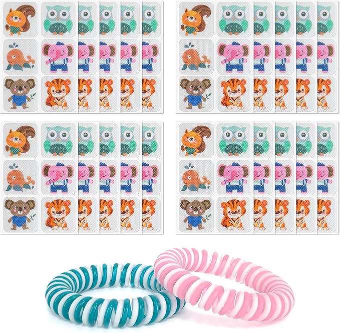 BuggyBands 120 Pack Mosquito Patches Stickers for Kids & Adult, Resealable Stickers with 2 Pack Mosquito Bracelet, Mosquito Stickers for Indoor Outdoor Camping & Travel Summer Camp Essentials
