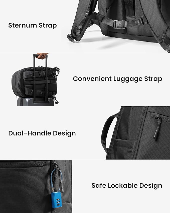 tomtoc Laptop Backpack 26L, Large Business Work Bag Fits 15.6-16 Inch Laptop, Water-Resistant Durable Computer Travel Backpack for Business Trip, Weekend Getaway