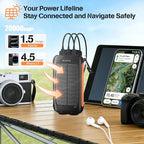 Solar Phone Charger 20000mAh Portable Power Bank with 15W USB-A and USB-C Orange Battery Pack Compatible with iPhone, iPad, Samsung, Built-in 2 LED Emergency Flashlights Perfect for Camping, Travel