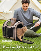 Pecute Cat Backpack with Widened Interior Space, Upgraded Dog Backpack Carrier with Various Ways to Carry, Pet Backpack with Breathable Mesh, Pet Travel Carrier with Soft Padded,Khaki