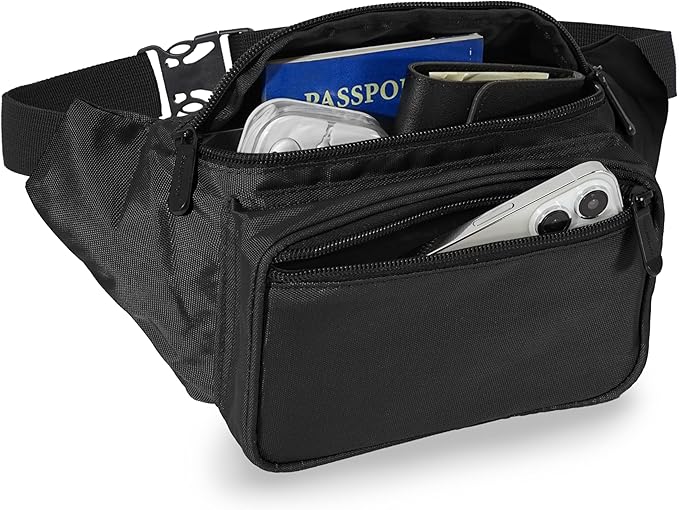Black Fanny Pack Belt Bag I Mens Fanny Packs for Women Fashionable - Crossbody Bag Bum bag Waist Bag Waist Pack - Hands Free for Hiking, Halloween, Running, Travel, Waterproof and more