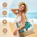 Trifabricy Beach Bag for Women, Large Beach Tote Bags with Zipper, Woven Straw Tote Waterproof, Swim Gym Shopping Travel Bag