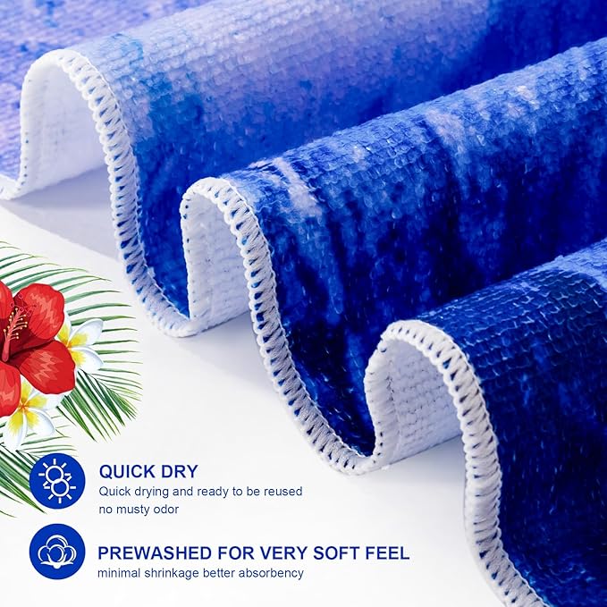 EBOOT 10 Pack Oversized Beach Towel Set Extra Large Pool Towels Microfiber Quick Dry Swim Blanket for Adult Women Men Face Hand Body Bath Travel Pool(Elegant Color,36 x 72 Inch,Summer)