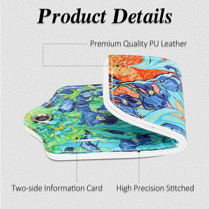 Luggage Tags for Suitcases, 2 Pack Cute PU Leather Luggage Tag TSA Approved with Stainless Steel Loop and Address Card Baggage Tag for Travel&Cruise Ships&Shipping Lrises, by Chelmon