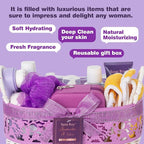 Mothers Day Gifts for Women, 25Pcs Lavender Bath and Body Gift Basket, Facial Skin Care Set, Spa Kit, Self-Care Set, Home Spa Basket set, Necklace, Birthday, Christmas, Mother Day, Anniversary