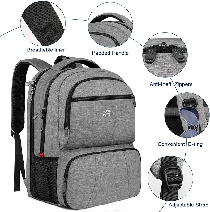 MATEIN Lunch Backpack, 17 inch Insulated Cooler Backpack with for Women Men, Water Resistant College Lunch Box Backpack with Laptop Compartment for Work Picnic Travel Beach, Gifts