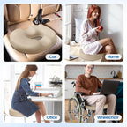 Donut Pillow Seat Cushion - Cooling Gel Donut Chair Cushions, Memory Foam Seat Cushion for Office & Home, Car Seat Cushion and Butt Pillow, Hemorrhoids Pillow and Tailbone Pain Relief, Khaki