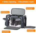 Cat Carrier Pet Travel Carrier by Airplane Approved Under seat, TSA Airline Approved Soft-Sided Dogs Carrier Bag for cat,Dogs,17.5 x 8.5 x 11 inches,Grey