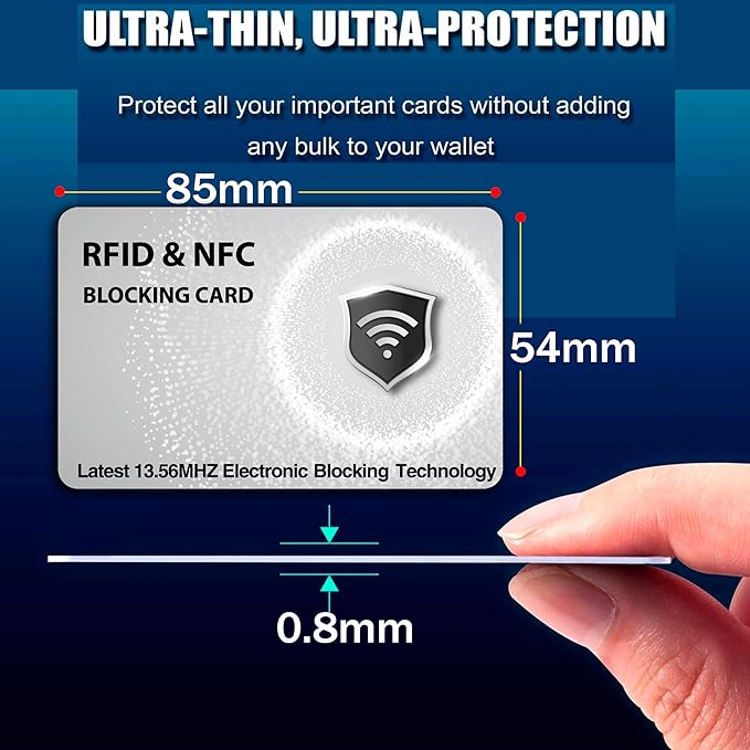 SaiTech IT 10 Pack RFID Blocking Card, Slim Protector for Entire Wallet, Purse, and Debit Credit Cards from NFC Contactless Theft for Men & Women - WG Silver