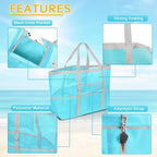 SRISE Mesh Beach Bag - Large Beach Tote Bag for Family Beach Bag for Toys & Vacation Essentials