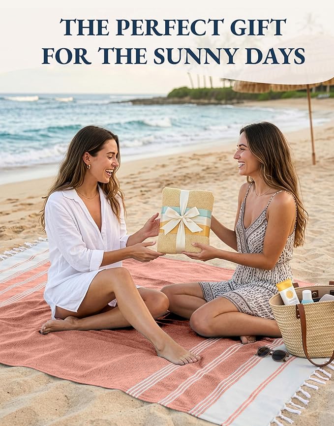 LANE LINEN Turkish Beach Towel 2 Pack, Oversized Beach Towel 39"x71", Beach Essentials for Women, Large Pool Towel, Absorbent & Quick Dry, Sand Free Beach Towel - Bird of Paradise
