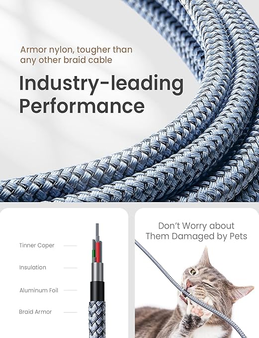 AINOPE Type C Cable [3-Pack, 6.6FT] Right Angle, 3.1A USB Type C Cable Fast Charging, Nylon Braided Type C Charging Cable Fast Charger Compatible with Samsung Galaxy S10 S9 S8 S20 Plus, Note 10 9 8