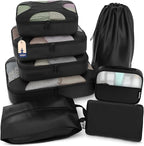 Shacke Packing Cubes for Travel 8 Set - Premium Luggage Organizer Bags - Versatile Travel Organizer for Women and Men - Optimized Packing Bags - Travel Essentials (Black)