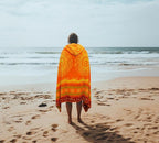 COTTON CRAFT Hooded Beach Towel – Oversized 35 x 70 Towel with Hood for Adults - 100% Cotton Velour Terry Jacquard Towel - Pool Bath Wrap - 450 GSM Soft Absorbent Quick Dry – Sunshine Orange Yellow