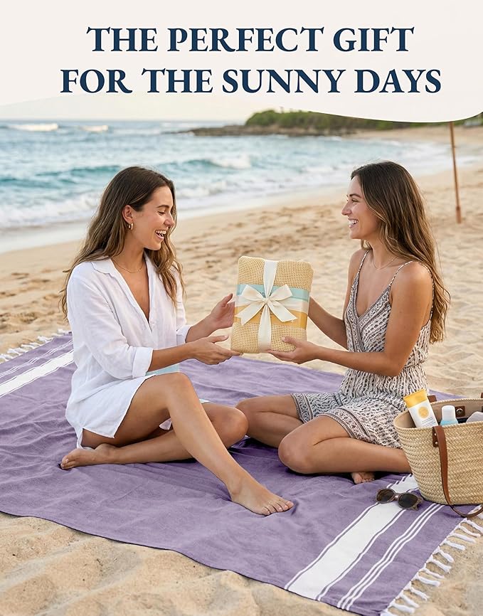 LANE LINEN Large Pool Towels, XL Beach Towel 2 Pack, Pre-Washed, No Shrink, Quick Dry Oversized Beach Towels, Stylish Beach Towel for Women, Sand Free Towel, 39"x71" - Regal Orchid