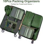 Packing Cubes for Travel-10 Set Luggage Organizer Bags for Family, Mesh Breathable Packing Cubes for Suitcases Durable Travel Essentials Bags Set