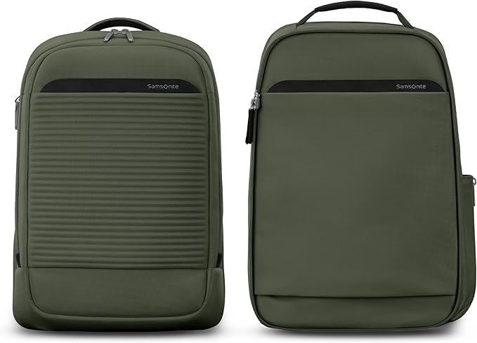 Samsonite Paralux 2-in-1 Travel Backpack, Converts into Main Bag + Go Bag, Lay-Flat Packing, StackIt™ Strap, Laptop Sleeve & Integrated AirTag™ Holder - Business & Adventure Travel Bag - Olive