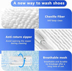 2Pcs Reusable Shoe Washing Machine Bag for Washer and Dryer:Free Up Hands, Prevent Deformation,shoe bag with Zipper Protection Design, Use for all Shoes,Sports Shoes (White)