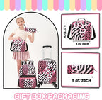 Kids Luggage with Spinner Wheels 5 Piece Carry on Suitcases for Girls Backpack with Lunch Box Pencil Case 16" Toddler Suitcase Set Airline Approved (Pink Leopard)